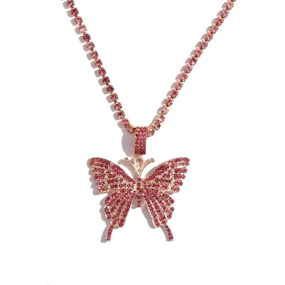 Elegant Sparkling Rhinestone Butterfly Necklace & Choker Set For All Occasions
